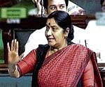 Leader of the Opposition Sushma Swaraj speaks in the Lok Sabha on the first day of the winter session of Parliament on Tuesday. PTI
