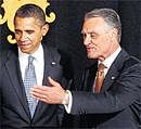 US President Barack Obama and Portuguese President Anibal Cavaco Silva in Lisbon on Friday. Reuters