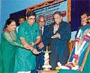 Chairman of the Parliamentary Standing Committee on HRD and MP Oscar Fernandes inaugurating a national conference on Dr B R Ambedkar and Social Justice in Modern India: Policies,  Institutions and Experiences in Mangalore University on Saturday.  DH photo