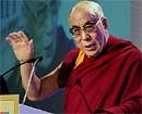 Tibetan spiritual leader Dalai Lama addresses the HT Leadership Summit in New Delhi on Friday. PTI Photo