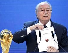 FIFA President Joseph Blatter announces Russia as the host country for the 2018 World Cup in Zurich, Switzerland,AP