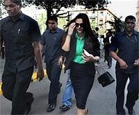 Co-owner of the Kings XI Punjab Preity Zinta arrives at the High Court for the hearing on the petition challenging termination of the team's IPL contract by BCCI, in Mumbai on Wednesday. PTI