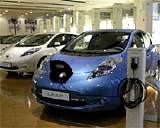 Nissan Motor's Leaf automobiles, the world's first mass-volume electric cars, are displayed at the company's Oppama plant in Yokosuka, south of Tokyo October 22, 2010.  Credit: Reuters