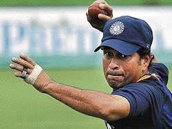 cynosure: Sachin Tendulkar goes through fielding drills during Indias practice session on Tuesday. AFP