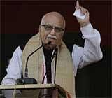 Bhartiya Janata Party (BJP) senior leader L K Advani, addresses a public rally against corruption organized by the National Democratic Alliance (NDA) in Guwahati on Sunday. AP