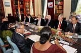 External Affairs Minster S MKrishna and his Australian counterpart Kevin Rudd during a delegation level meeting in Melbourne on Thursday. PTI Photo