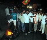 BJP protest at KR Puram. Photo KPN