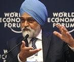 Deputy Chairman, Planning Commission, India, Montek Singh Ahluwalia speaks during a session at the World Economic Forum in Davos, Switzerland. AP