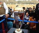 The ICC Cricket World Cup Trophy is seen on display during a local cricket league promotional event in New Delhi on January 27, 2011. AFP