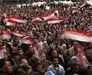 Anti-government protestors during a demonstration at Tahrir Square in Cairo, Egypt, Wednesday, Feb. 9, 2011. AP