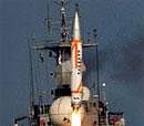 Dhanush missile, the Naval variant of the Prithvi, takes off during its successful launch from the Integrated Test Range (ITR) at Chandipur, Balasore on Friday. PTI