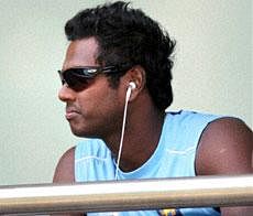 Angelo Mathews during a practice session in Mumbai on Friday, a day before the CWC final match against India. PTI Photo