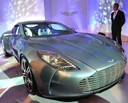 A limited edition Aston Martin 'ONE-77' motor-car stands on display after the launch in Mumbai on Friday. AFP Photo