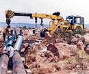 exemplary: A file photo of water pipes being laid for the Anantapur Drinking Water Supply Project in Anantapur,  Andhra Pradesh. Photo courtesy sathya sai central trust.