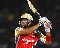 Royal Challengers Bangalore's Virat Kohli plays a shot during the IPL-4 cricket match against Delhi Daredevils in New Delhi on Tuesday. PTI