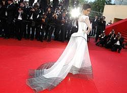 Actress Sonam Kapoor poses on the red carpet for the screening of The Artist at the 64th international film festival, in Cannes, southern France on Sunday. AP Photo