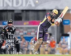 CLASS&#8200;ACT: Knight Riders skipper Gautam Gambhir flicks one to the fence during his unbeaten 54 against Pune Warriors on Thursday. AFP
