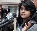 High school student Krittika Biswas, the daughter of an Indian diplomat who is accusing the New York City of improperly arresting her, addresses a press conference on the steps of City Hall in Manhattan Tuesday. Kritika got dragged out of a city school in handcuffs despite being innocent, and international law forbidding the arrests of diplomats and their families. PTI Photo