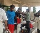All set: Chiranjeevi Sarja gets ready for practice.