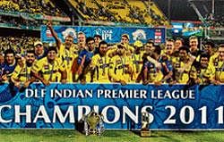 Jubilant lot: Chennai Super Kings celebrate their victory against Royal Challengers Bangalore in the IPL Twenty20 cricket  final match at the M A Chidambaram Stadium in Chennai on Saturday. AFP