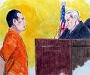 This March 18, 2011 file courtroom drawing shows, David Coleman Headley as he faces US District Court Judge Harry Leinenweber in Chicago.AFP