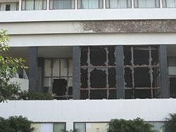 A view of damaged Oberoi hotel after after the 26/11 attack
