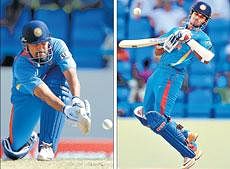 Time is fast running out for middle-order batsmen Yusuf Pathan (left) and S Badrinath. AP/AFP