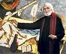 In action: M F Husain, the grand old man of contemporary art. AP PHOTO