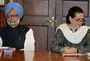Prime Minister Manmohan Singh and Congress President Sonia Gandhi during a Congress Working Committee meeting in New Delhi on Friday. PTI