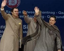 Omar Abdullah and Sonia Gandhi. Reuters File Photo