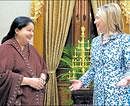 chennai calling: US Secretary of State Hillary Rodham Clinton with Tamil Nadu Chief Minister J Jayalalitha at the Fort  St George Complex in Chennai on Wednesday. AP