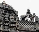 EMBLEM OF A DYNASTY  A Hoysala emblem atop one of the temples in Balligavi.Photos by the author