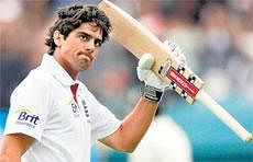 Double Delight: Alastair Cook acknowledges the crowd after scoring his double century in the third Test against India in Birmingham on Friday. Reuters