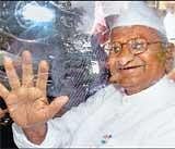 Social activist Anna Hazare after being detained by the police in New Delhi on Tuesday. PTI
