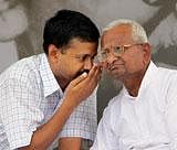 Arvind Kejriwal with Anna Hazare. PTI