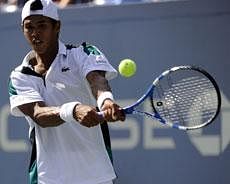Somdev Devvarman from India against Andy Murray (4) from Great Britian during their men's US Open 2011 match at the USTA Billie Jean King National Tennis Center in New York  on Wednesday. AFP