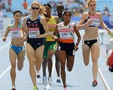 (L-R) Vietnam's Truong Thanh Hang, US athlete Alice Schmidt, South Africa's Caster Semenya, India's Tintu Luka and Britain's Emma Jackson compete in their women's 800 metres heat at the International Association of Athletics Federations (IAAF) World Championships in Daegu on September 1, 2011. AFP PHOTO