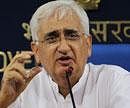 Union Law Minister Salman Khurshid addressing a press conference in New Delhi on Wednesday. PTI