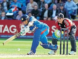 master class: Rahul Dravid made a fluent 69 in his final innings in one-day international cricket at Sophia Gardens on Friday. AP