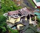 An aerial view of houses damaged in Sunday's earthquake at Chungthang in North Sikkim on Thursday. PTI Photo