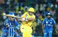 Chennai Super Kings' Michael Hussey in action during the Champions league T20-2011 match against Mumbai Indians at MAC Stadium in Chennai on Saturday. PTI