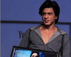 Bollywood actor Shahrukh Khan during a promotional event of his up-coming film 'Ra-One' in Mumbai on Monday. PTI