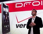 Sanjay Jha, CEO of Motorola Mobility, introduces the Droid Razr, Tuesday, Oct. 18, 2011 in New York. Seeking an edge in the world of high-end smartphones, Motorola is bringing back the "Razr" name, once attached to the best-selling phone in the world. (AP Photo)