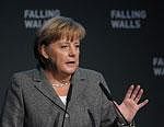 German Chancellor Angela Merkel speaks at the 'Falling Walls' conference on November 9, 2011 in Berlin. AFP