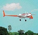 Rustom-1, the unmanned aerial vehicle, during its fifth  successful flight in the City on Sunday. DH Photo