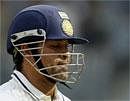 Sachin Tendulkar reacts after his dismissal by West Indian player Ravi Rampaul, in Mumbai, India, Friday. AP