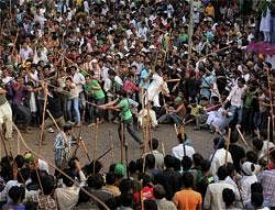 Muslims participate in a Muharram procession in Allahabad on Tuesday. PTI Photo