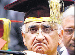 Union Law Minister Salman Khurshid during the convocation of The Indian Law Institute (Deemed University) at Vigyan Bhawan in New Delhi on Tuesday. PTI