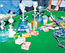 The five hookahs and other items seized at the Seven Hills Snooker Club.