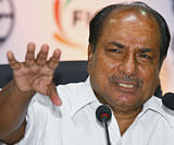 Defence Minister A K Antony gestures during a news conference after inaugurating Defexpo 2012 at Pragati Maidan in New Delhi on Thursday. PTI